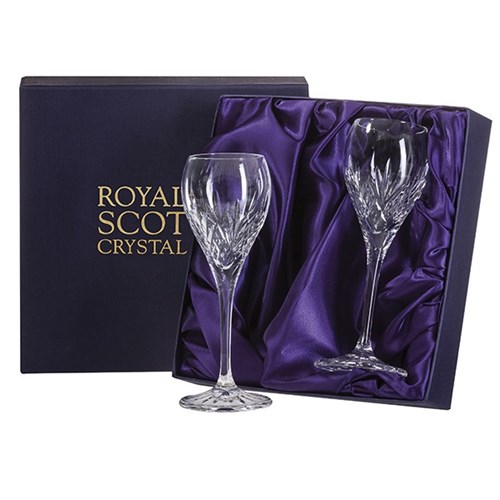 2 Royal Scot Crystal Port And Sherry Glasses - Highland - PRESENTATION BOXED